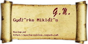 Györke Miklós névjegykártya